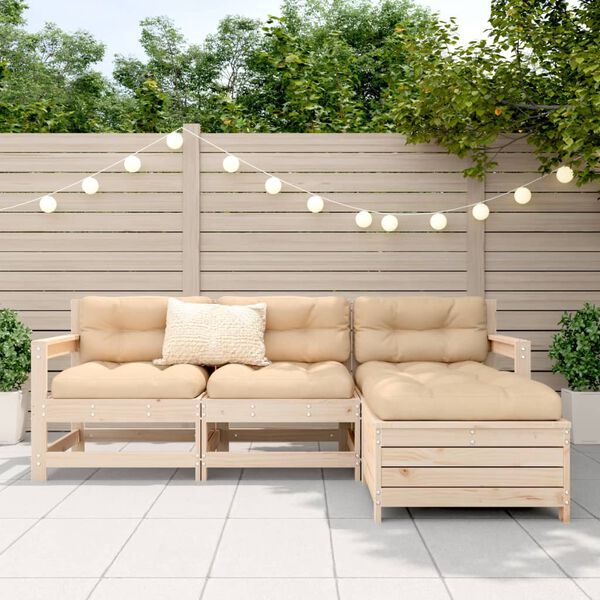vidaXL Garden Sofa Set Natural wood Solid pine wood Medium Modular