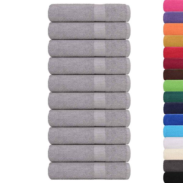 vidaXL Bath Towel Set of 10 Gray 100% Cotton 39.4 x 59.1 in Bath Towel