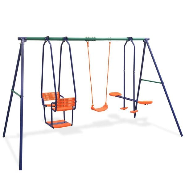 vidaXL Swing Set Blue Steel Large Tough Swing Set Other Modern