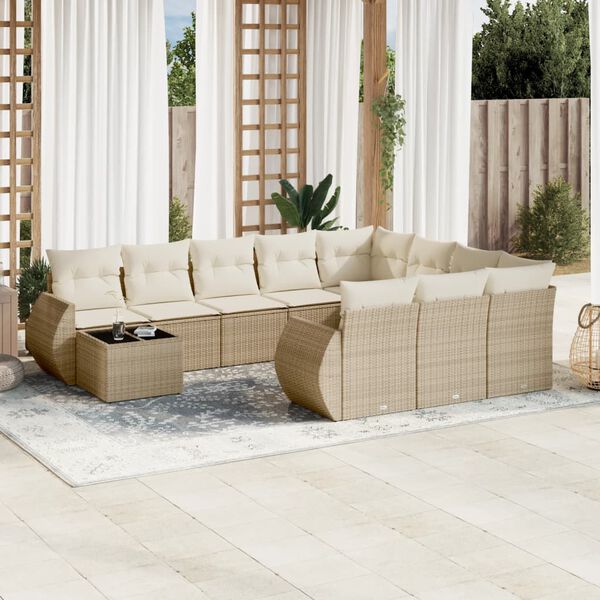 vidaXL Garden Sofa Set Beige, Cream White