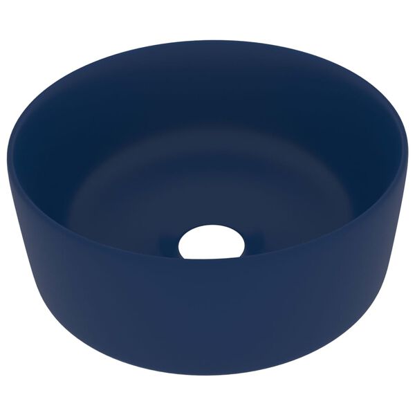vidaXL Luxury Wash Basin Round Matt Dark Blue 15.7x5.9" Ceramic