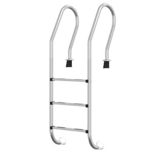 vidaXL Pool Ladder Silver 304 Stainless Steel 21.3x15.0x62.2 in