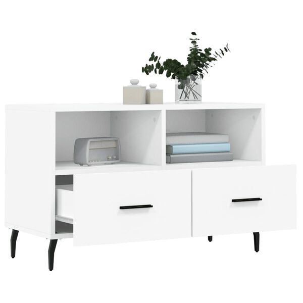 vidaXL TV Cabinet White Engineered wood, Metal Medium TV Cabinet