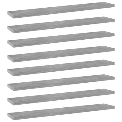 vidaXL Bookshelf Boards 8 pcs Concrete Gray 23.6"x3.9"x0.6" Engineered Wood