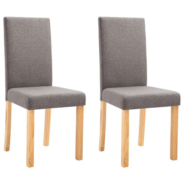 vidaXL Dining Chair Set of 2 Taupe Fabric Standard Durable