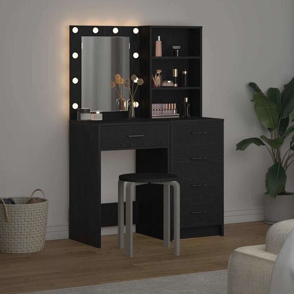 vidaXL Dressing Table 2 pcs Black 50 x 41 x 135 cm Engineered wood