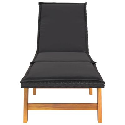 vidaXL Sun Lounger with Table Poly Rattan and Solid Wood Acacia