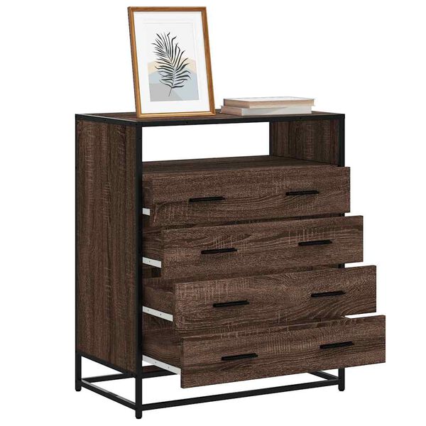 vidaXL Drawer Cabinet Brown Oak Engineered Wood, Metal