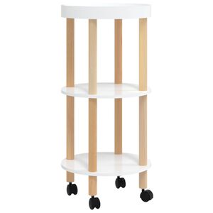 vidaXL 3-tier Trolley White 15"x15"x32.3" Engineered Wood&Solid Wood Pine