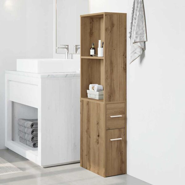 vidaXL Narrow Bathroom Cupboard Artisan Oak Engineered wood Slim, tall