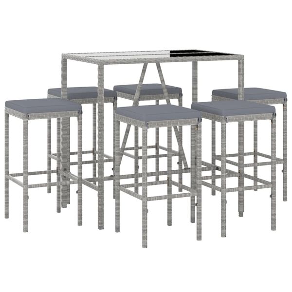 vidaXL Garden Bar Set Grey with black tabletop