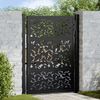 vidaXL Garden Gate Black 39.4x49.2" Steel Leaf Design