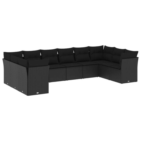 vidaXL Garden Sofa Set Black PE Rattan Large Modular Garden Sofa Set