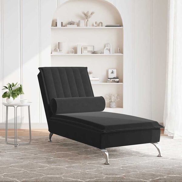 vidaXL Massage Chaise Lounge Black