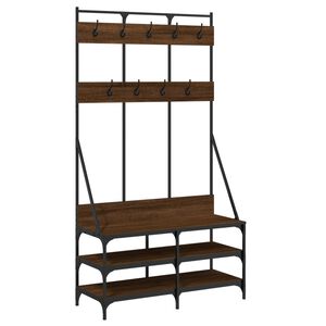 vidaXL Clothes Rack Brown Oak Engineered wood, metal Compact