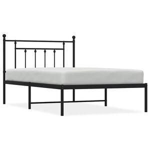 vidaXL Bed Frame Black Steel Twin Bed Frame Rectangular Industrial