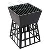 vidaXL 2-in-1 Fire Pit and BBQ 13.4"x13.4"x18.9" Steel