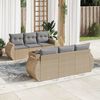 vidaXL Garden Sofa Set Beige PE Rattan Medium Adjustable Feet