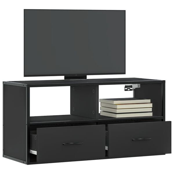 vidaXL TV Cabinet Black Engineered wood and metal Medium TV Cabinet
