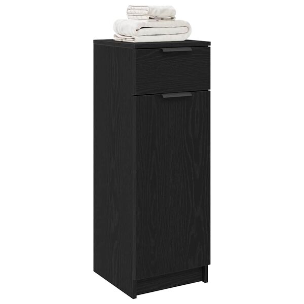 vidaXL Bathroom Cabinet with Drawer Black oak 12.60 x 13.39 x 35.43 in