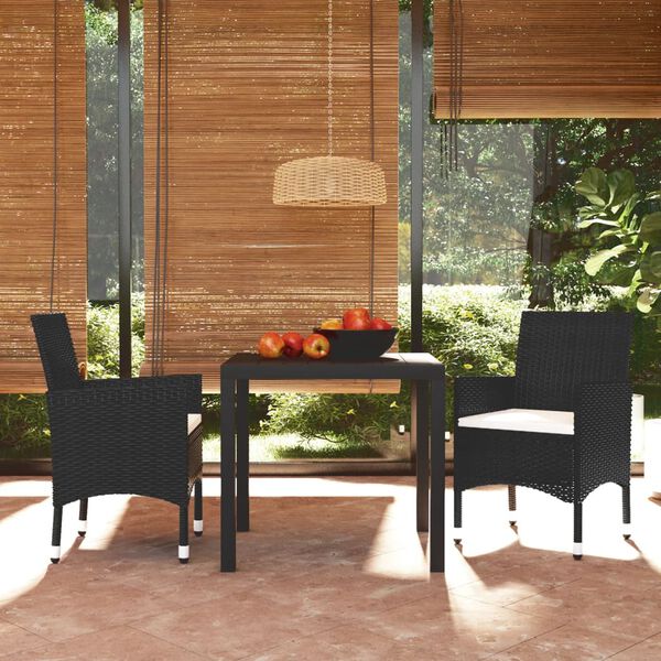 vidaXL Dining Set Black PE rattan, WPC, Aluminum, Steel, Polyester Medium