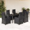 vidaXL 7 Piece Patio Dining Set with Cushions Black Poly Rattan