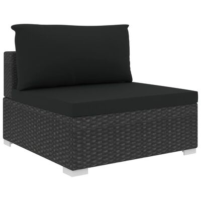 vidaXL 5 Piece Patio Lounge Set with Cushions Poly Rattan Black