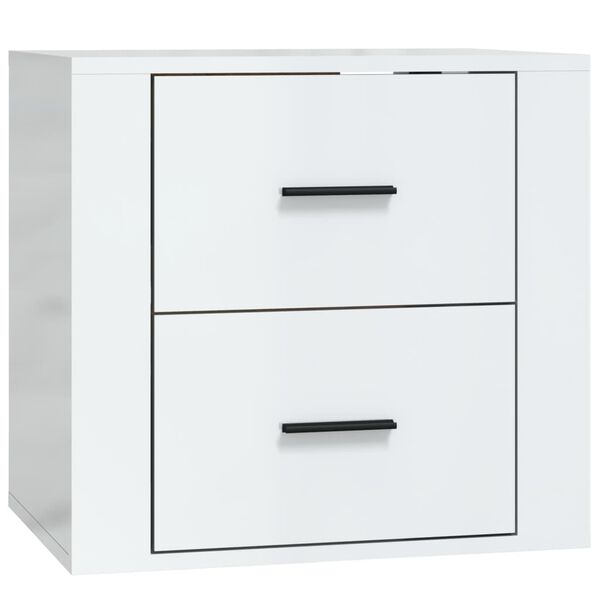 vidaXL Wall-mounted Bedside Cabinet High gloss white Engineered wood
