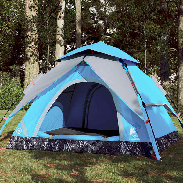 vidaXL Camping Tent Dome 3-Person Blue Quick Release