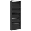 vidaXL Shoe Cabinet Black Engineered wood, glass Medium Shoe Cabinet