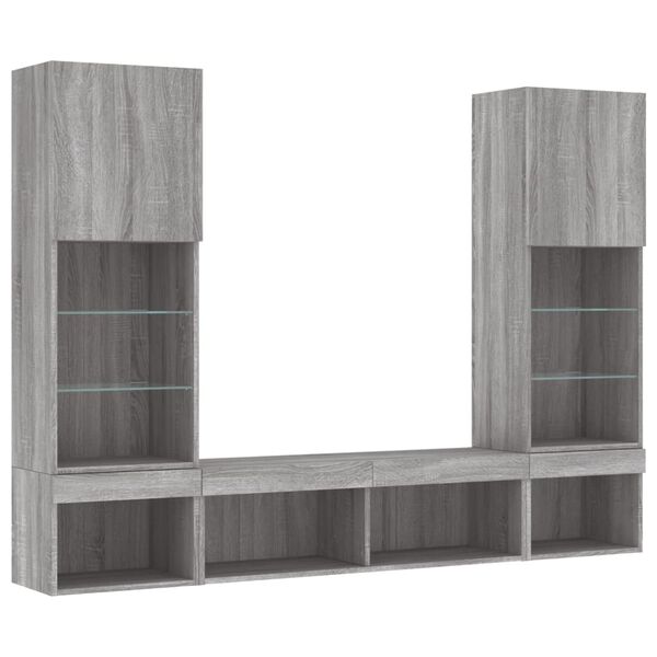 vidaXL 5 Piece TV Wall Units with LED Gray Sonoma Engineered Wood