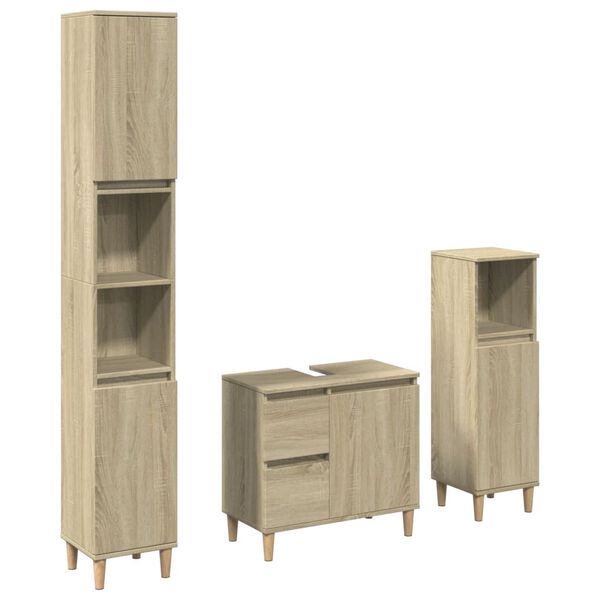 vidaXL Bathroom Furniture Set Sonoma Oak Engineered Wood Large
