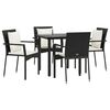vidaXL Garden Dining Set Black Poly Rattan 5 Piece Garden Dining Set