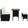 vidaXL 3 Piece Garden Dining Set with Cushions Black Poly Rattan