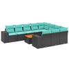 vidaXL 11 Piece Garden Sofa Set with Cushions Black Poly Rattan
