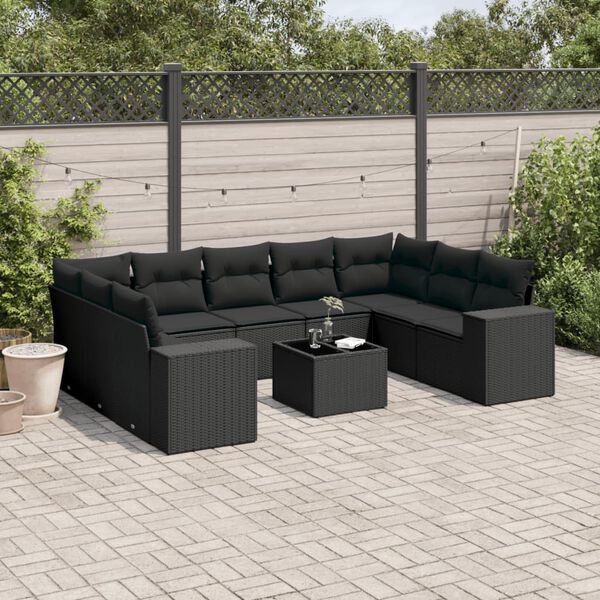 vidaXL Garden Sofa Set Black