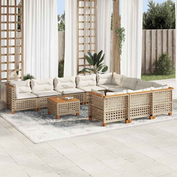 vidaXL Garden Sofa Set Beige, Cream White