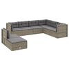 vidaXL Garden Lounge Set Grey Poly Rattan, Powder-Coated Steel Modular