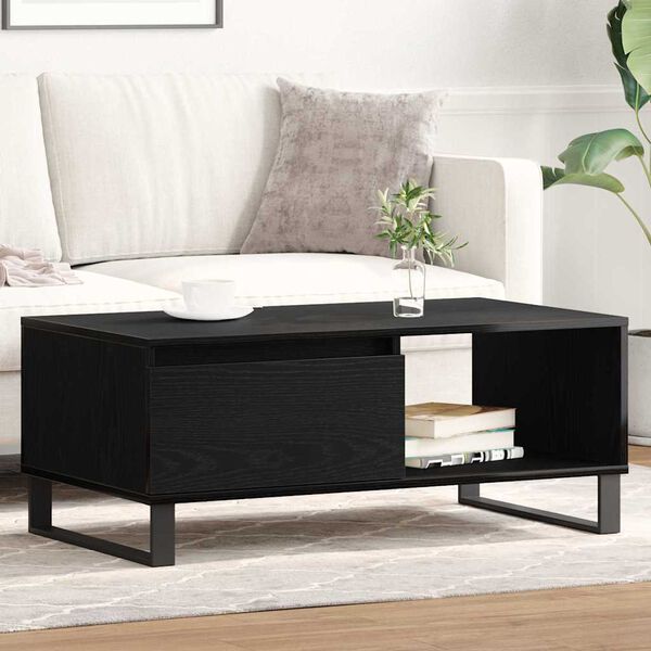 vidaXL Coffee Table Black Oak 35.43 x 19.69 x 14.37 in Engineered Wood