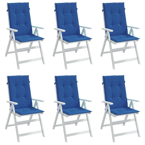 vidaXL Patio Highback Chair Cushions 6 pcs Royal Blue 47.2x19.7x1.2" Fabric