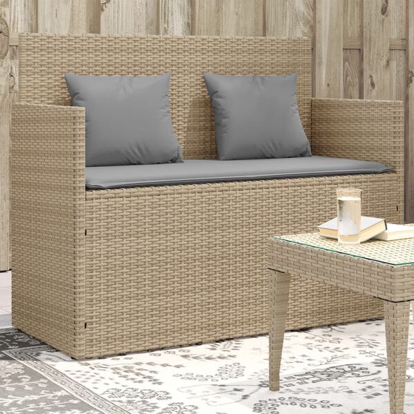 vidaXL Garden Bench Beige PE rattan Medium Removable Covers
