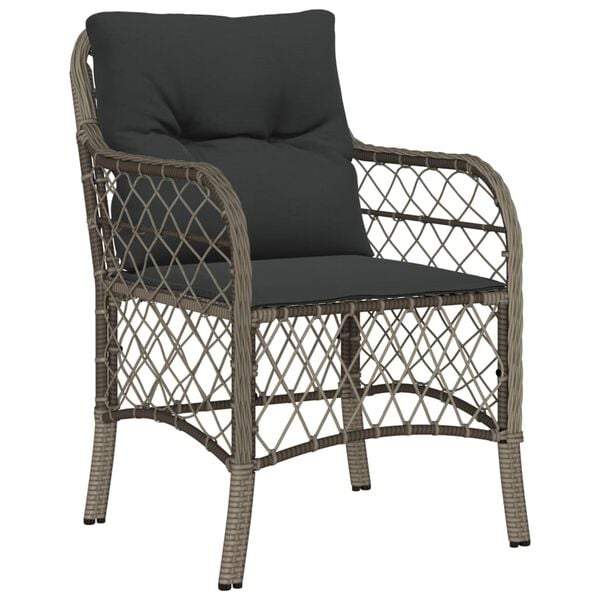 vidaXL Garden Chair Set of 2 Grey PE rattan, powder-coated steel