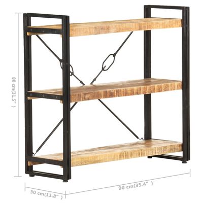 vidaXL 3-Tier Bookcase 35.4"x11.8"x31.5" Solid Mango Wood