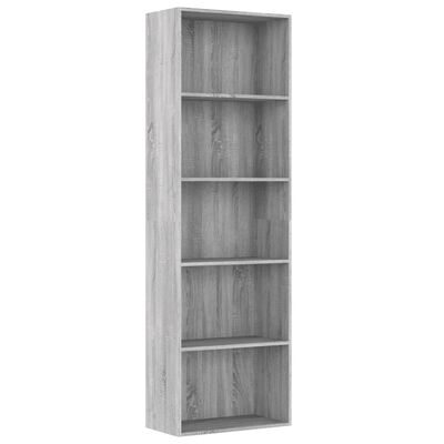 vidaXL 5-Tier Book Cabinet Gray Sonoma 23.6"x11.8"x74.4" Engineered Wood