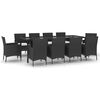 vidaXL 11 Piece Patio Dining Set with Cushions Black Poly Rattan