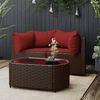vidaXL Patio Lounge Set Brown PE rattan, powder-coated steel, tempered glass