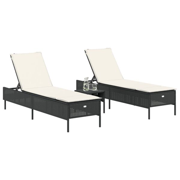 vidaXL Sun Lounger Set Black, Cream White