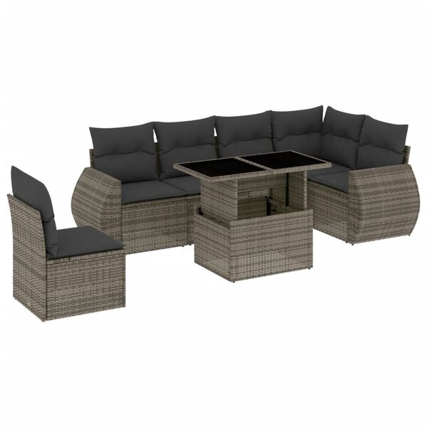 vidaXL Garden Sofa Set Grey PE rattan Sectional Modular