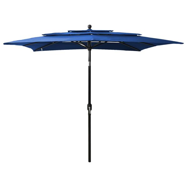 vidaXL Parasol Azure Blue Polyester 8.2ft x 8.2ft x 8.5ft Foldable