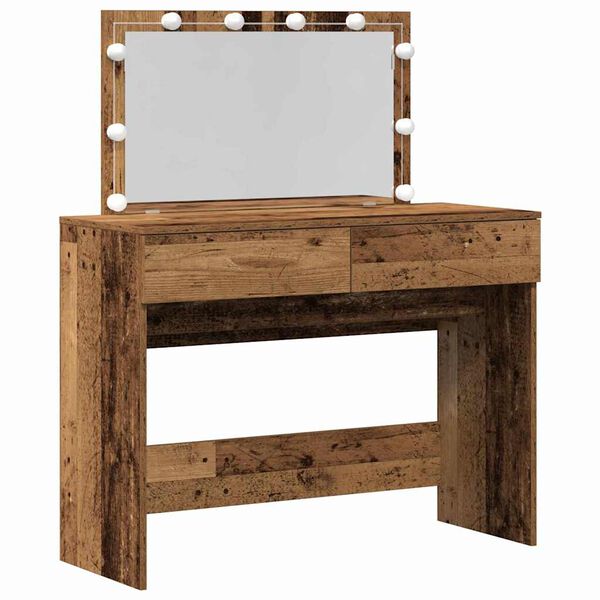 vidaXL Dressing Table with Drawer Old Wood 39.37 x 15.75 x 47.24 in
